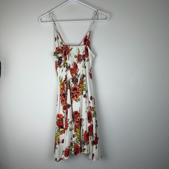 Free People Happy Heart Floral Mini Dress Ruched Ruffle size Small - Picture 3 of 7